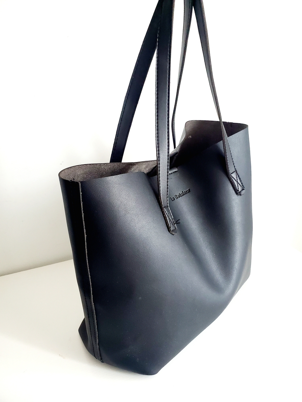 SHEIN Black Smooth Faux Leather Tote